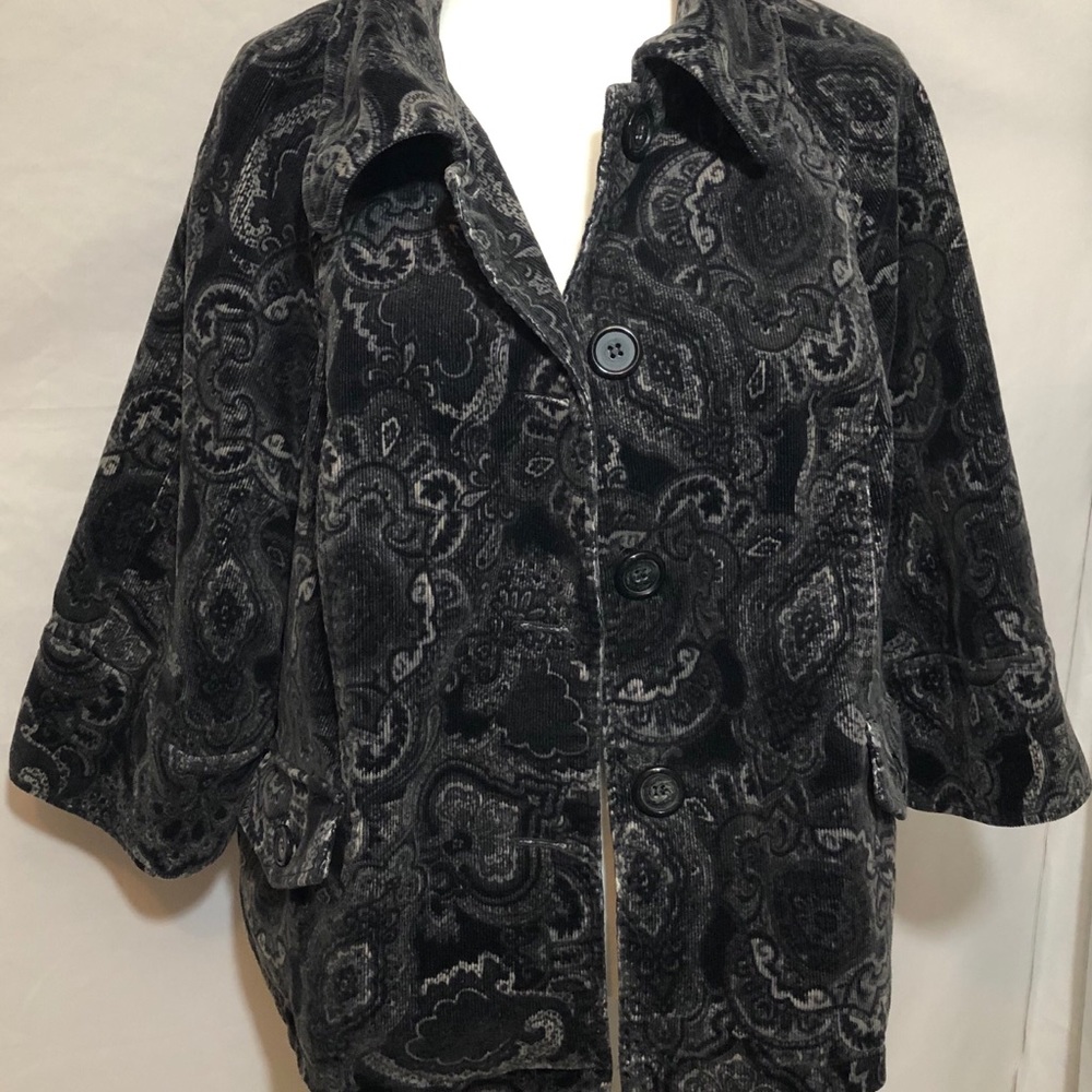 Jones New York corduroy floral 3/4 sleeve jacket